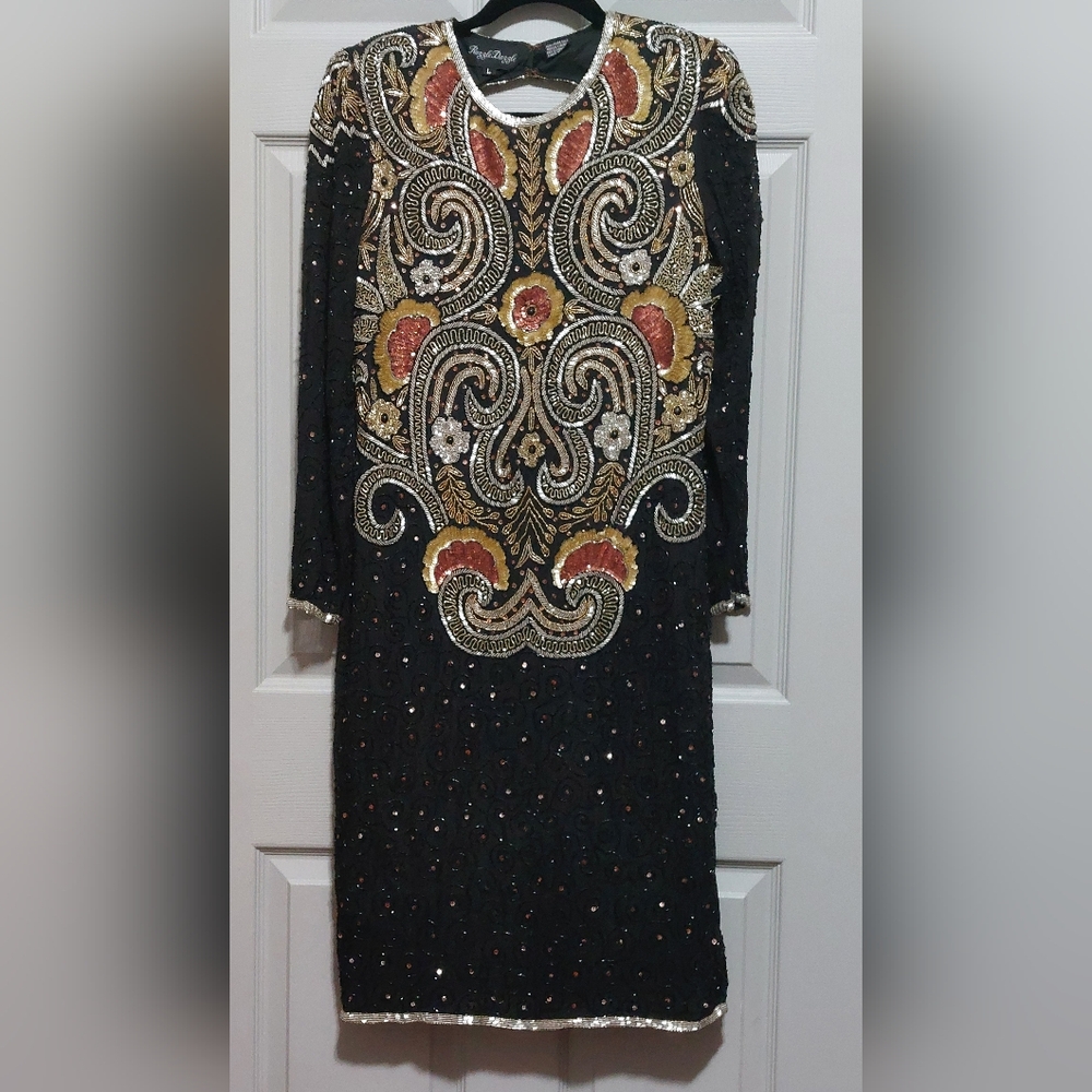 Vintage 80s Razzle Dazzle Sequin Dress Size Large